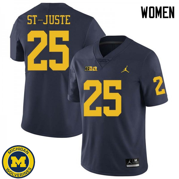 Women Michigan Wolverines #25 Benjamin St-Juste Navy Jordan Brand Fashion Jersey